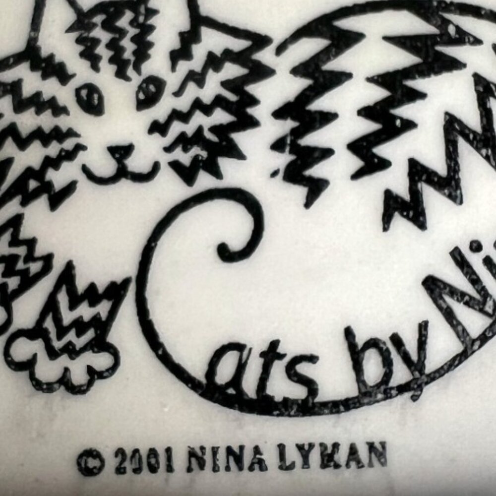 Vtg 2001 NINA LYMAN Hand-Painted Ceramic Cat Plate Large "Cats by Nina" 12.75" D - Picture 12 of 16